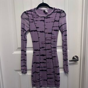 H&M Purple and Black Tie-Dye Mini Dress